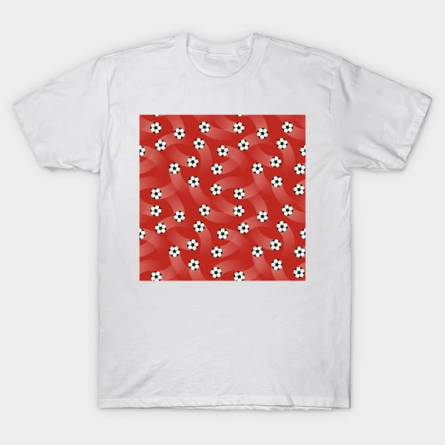 Soccer balls on red background T-Shirt by marufemia